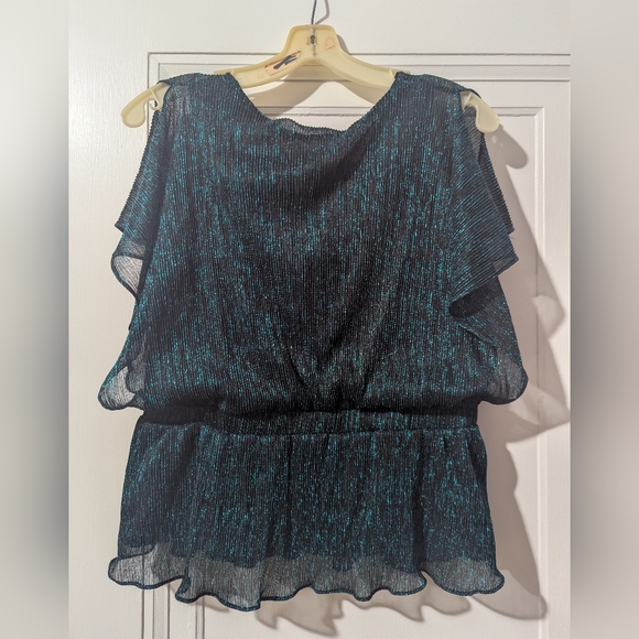 Teal Ruffle Blouse - Picture 2 of 4